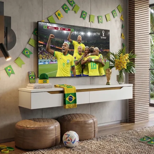 Rack Suspenso para TV até 55 polegadas 160cm 2 portas basculante