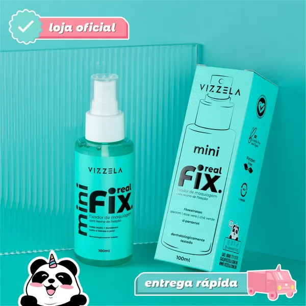 Mini Fixador Bruma Maquiagem Real Fix Spray 100ml Alta Duração Vegano Original Vizzela