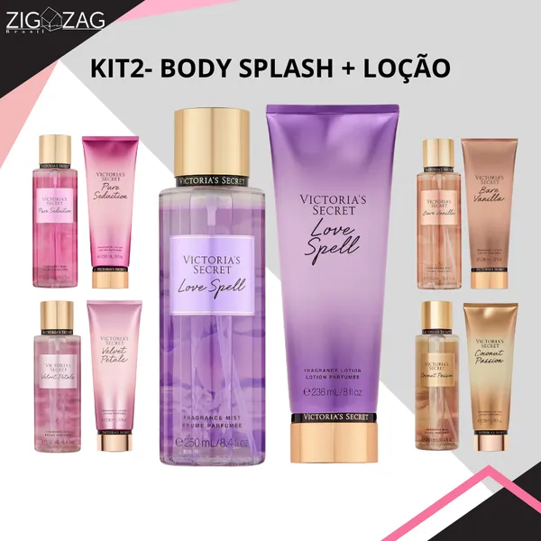 Kit 2 Perfumado Body Splash + Loção Hidratante Victoria's Secret Original , Creme de HIdratação, Perfume Corporal