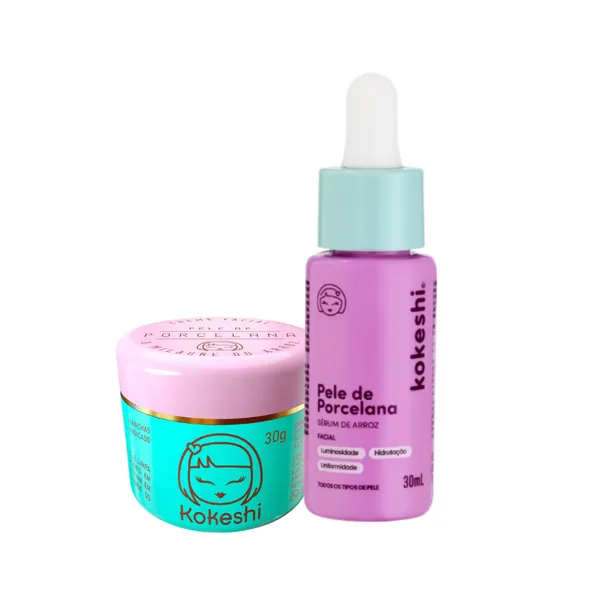 Kit de Tratamento Pele de Porcelana com Sérum de Arroz Kokeshi