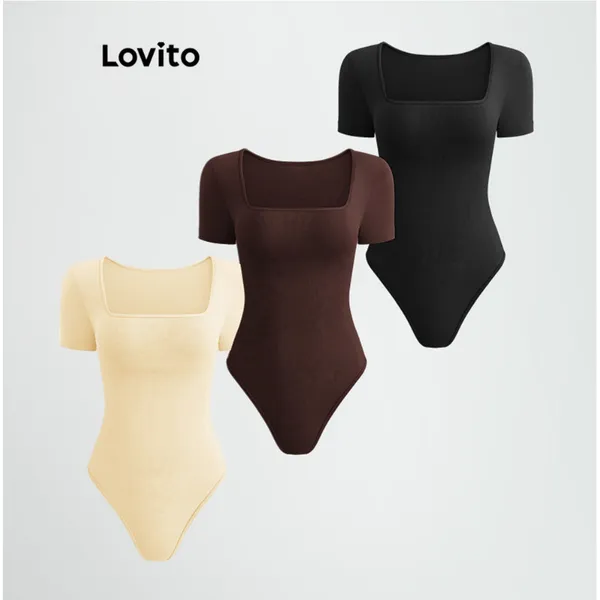 Lovito Body básico liso casual para mulheres BSNS56EX476