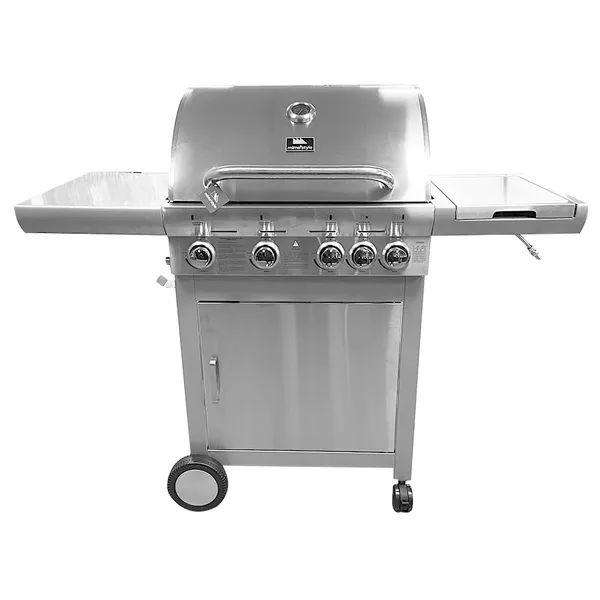 Churrasqueira a Gas de Carrinho Gourmet 4 Queimadores com 1 Queimador Lateral Inox Mimo Style