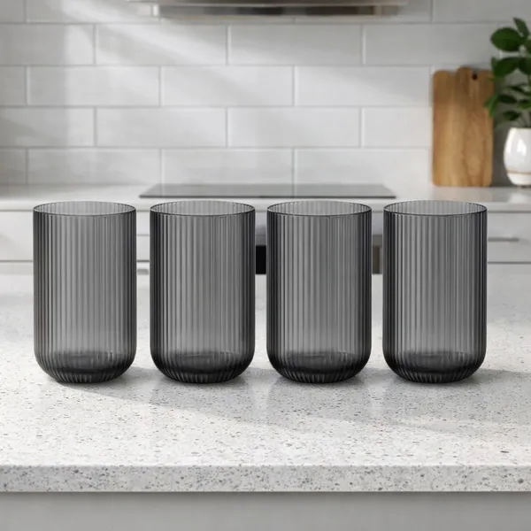 Copos de Vidro 400ml Grande Canelado Copos para Cozinha Vidro Enxoval Casa Nova Copos Duhome