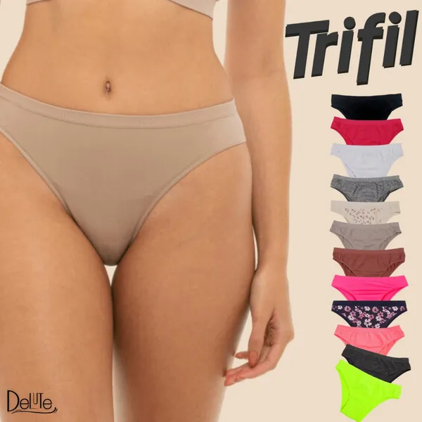 Kit Com 6 Calcinhas Basicas Tanga Trifil Em Microfibra Sem Costura