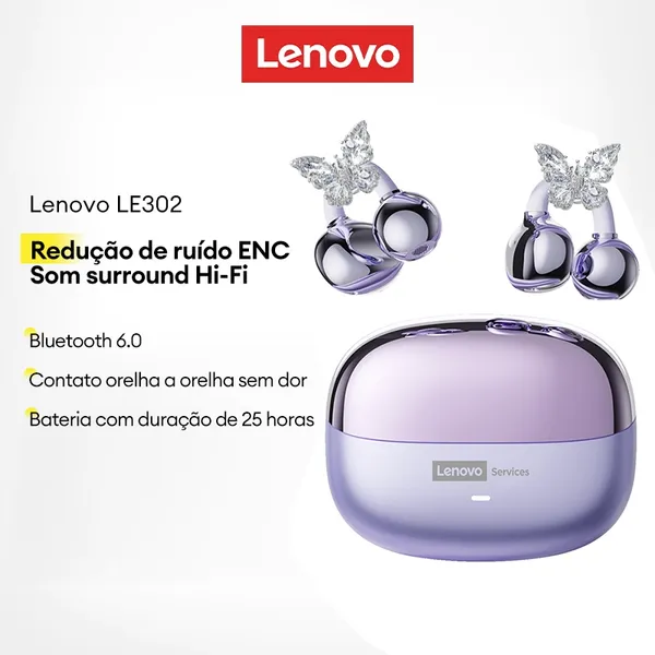 Lenovo LE302 Fones De Ouvido Bluetooth IPX5 À Prova D'água HIFI Qualidade De Som Confortável Durante O Exercício