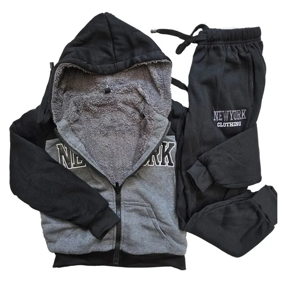 Conjunto moletom Infantil-Juvenil Peluciado Para Meninos. Conjunto para Inverno e dias Frios