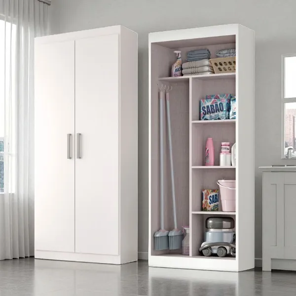 Armario Lavanderia Sheila 2 Pts  1,85m C/ Suporte Vassouras
