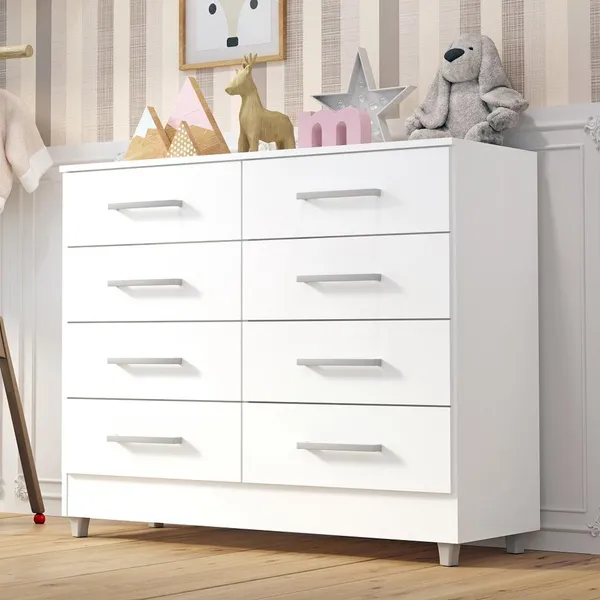 Comoda Infantil Raissa 8 Gavetas com Pés