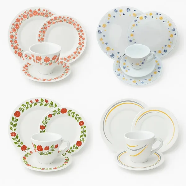 Aparelho de Jantar e Chá Fratelli 20 Peças Decorado Florido Louças Pratos Jantar Sobremesa Xícara