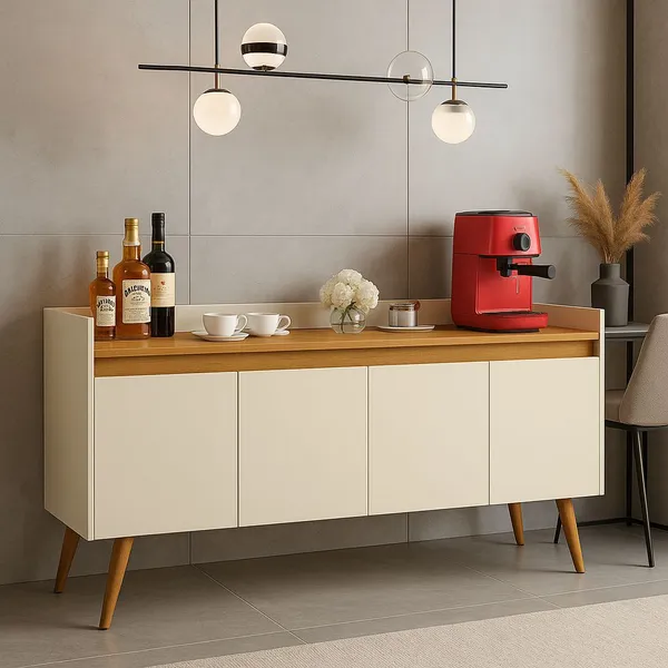 Aparador Buffet Retrô Pés Palito Em Madeira Maciça Esplanada Cantinho Do Café Recepção 2,3,4 Portas