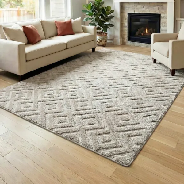 Tapete Sala Sem Pelo Geométrico Pelo Baixo 2,00x1,50 Fácil de Limpar