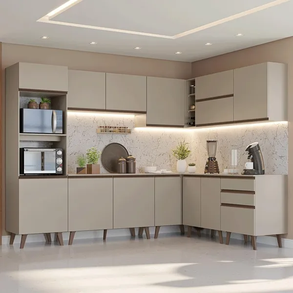 Armário de Cozinha Completa de Canto 465 cm Nice Madesa 01