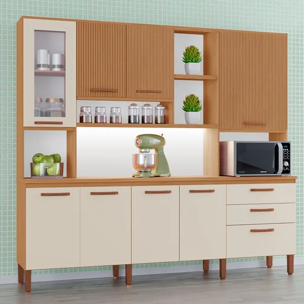 Armário de Cozinha Celeste 100% MDF  8 Portas e 3 Gavetas