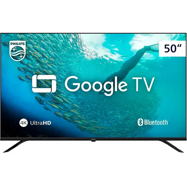 Smart TV Philips 50" 4K HDR Google TV Comando de Voz Dolby Áudio Wi-Fi Ultra HD 50PUG7019 Televisão