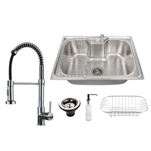 Cuba Pia Cozinha Gourmet 60x42 Aço Inox 304 Com Acessórios e Torneira Gourmet Monocomando