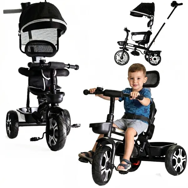 Carrinho de Passeio Bebê Triciclo Infantil com Haste Empurrador Zupa Até 50 Kg - Baby Style