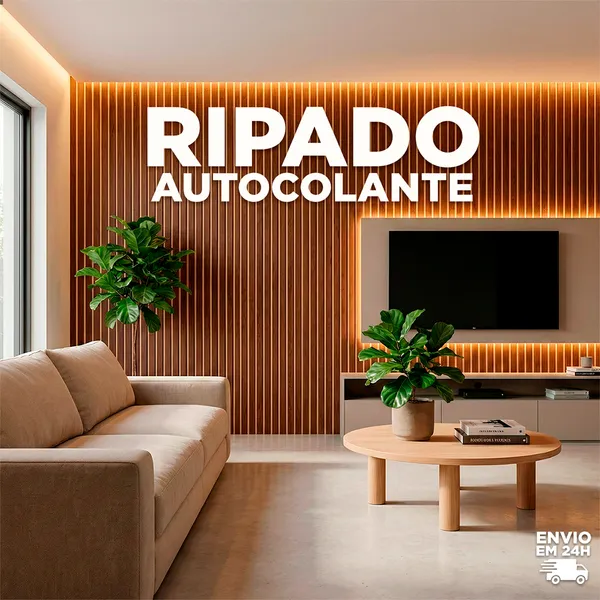 Kits Placas Painel Ripado MDF Autocolante 45x11cm – Decoração Facil Moderna Sem Obra