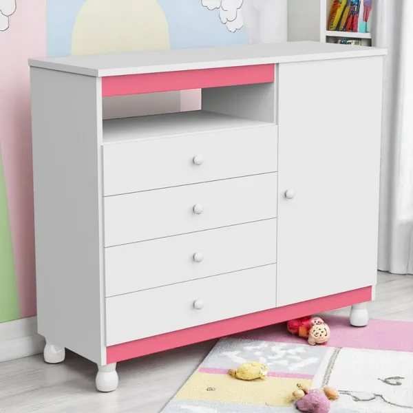 Cômoda Organizadora De Roupas Gavetas Gaveteiro Quarto Bebe Baby Multiuso Organizador Regulagem Pés
