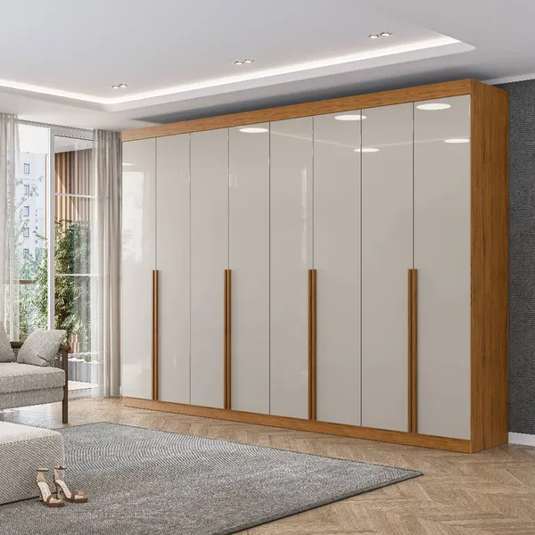 Guarda Roupa Casal Versa 8 Portas 4 gavetas com Puxadores em MDF – Grande, Sofisticado e Funcional