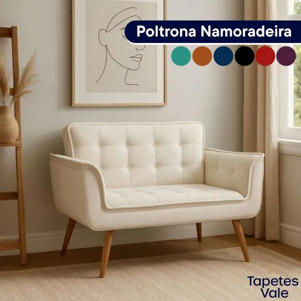 Namoradeira Poltrona 2 Lugares Sala Escritório Clínica Estética Recepção Quarto