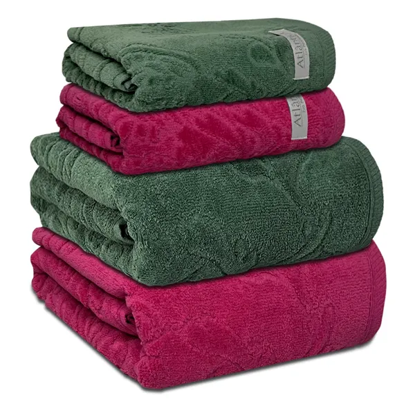 Jogo/Kit 4 Toalhas 2 Banho + 2 Rosto Amalfi Fio Penteado 100% Algodão Grossa Macia Grande Atlântica