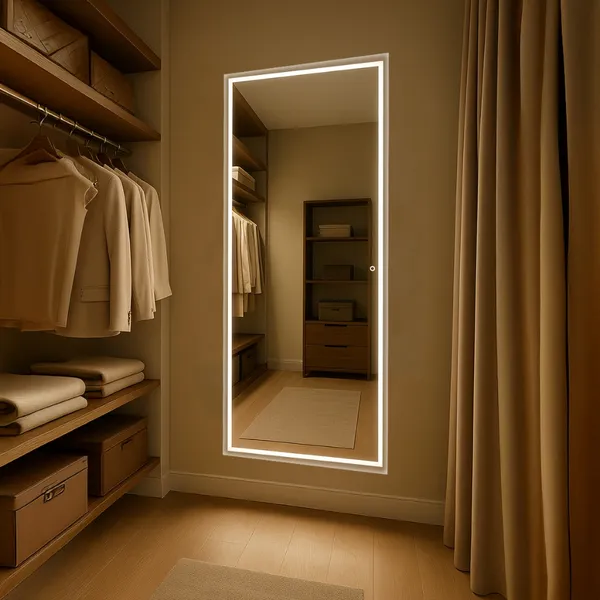 Espelho Retangular Jateado 60x120cm com 3 Cores LED Touch Lapidado Luxo