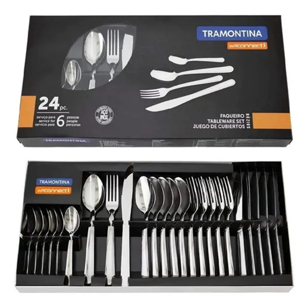 Faqueiro Tramontina Búzios Em Aço Inox Com Detalhe 24 Peças