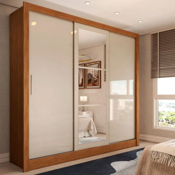 Guarda-Roupa Casal Cali 3 Portas 3 Gavetas com Espelho - Panorama Móveis