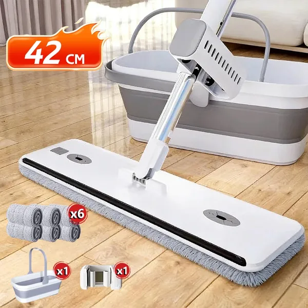 KIT 9 Conjunto De Esfregão E Balde Dobrável De Microfibra Com Raspador De Desaguamento -B01