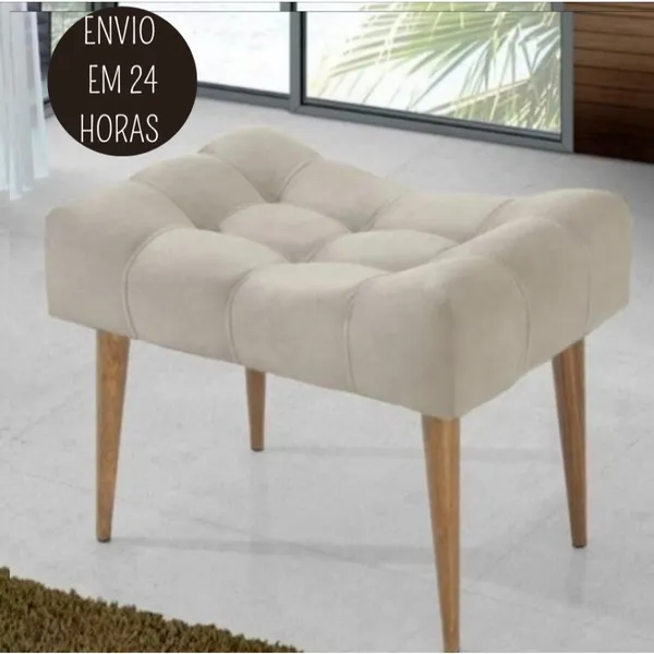 Puff Requinte Bege Banqueta, Pé palito