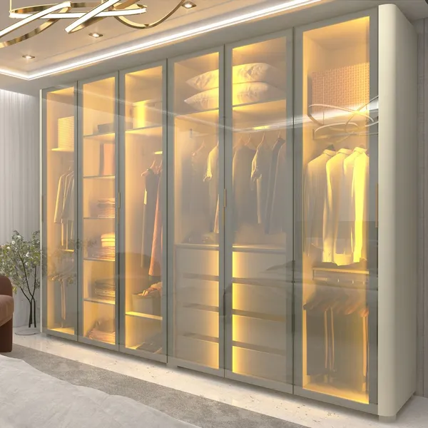 Guarda-roupa Casal 6 Portas Reflecta com Pés com Led Innova 100% MDF Off White