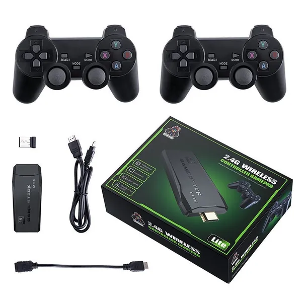 Videogame Stick 10Mil 2 controles sem fio, console portátil jogos retrô, antigo