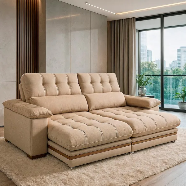 Sofá 4 Lugares 2,50m Retrátil e Reclinável Turim Bom Pastor