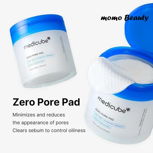 Almofadas de Ácido Salicílico MEDICUBE Medi Zero Pore Pads Toner Facial de Textura Dupla Esfoliante e Cuidado de Poros Á