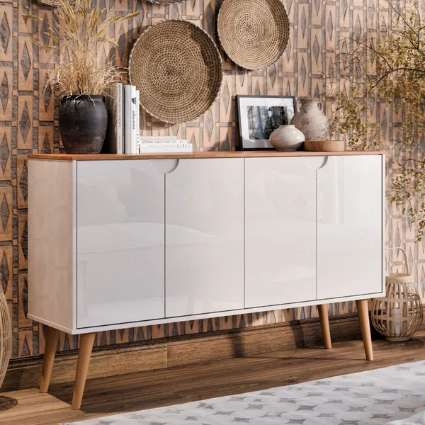 Aparador/Buffet Bar Retrô 4 Portas MAGNUM Cantinho do Café Com Pés em Retrô SHARK MOVEIS