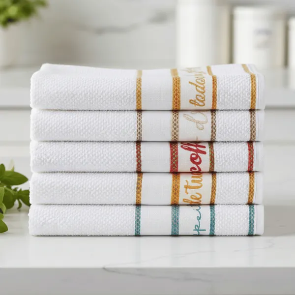 Pano Prato Gourmet Atoalhado 45x70cm Palavras Bordadas 100% Algodão Felpudo