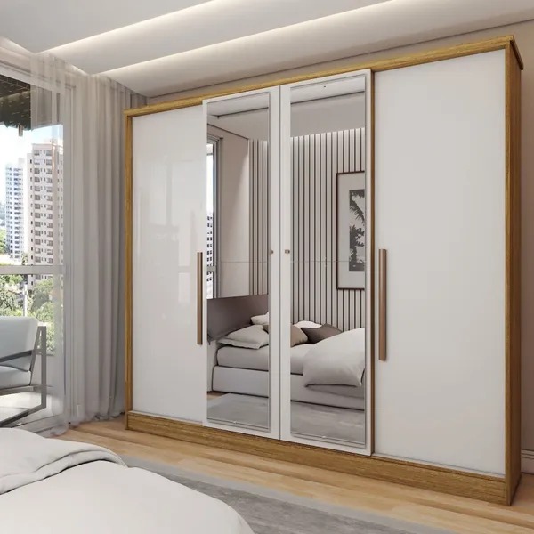Guarda-Roupa Casal Adam Plus 4 Portas 2 Gavetas com Espelho - Panorama Móveis