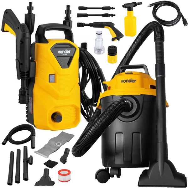 Kit Limpeza Lavadora de Alta Pressão Potente Aplicador de Detergente com Aspirador de Pó e Água