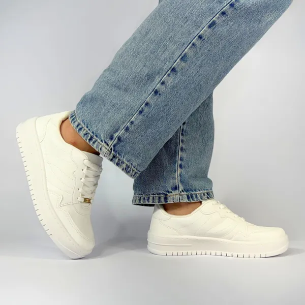 Tênis Casual Branco Feminino Sola Reta Vizzano Confortável