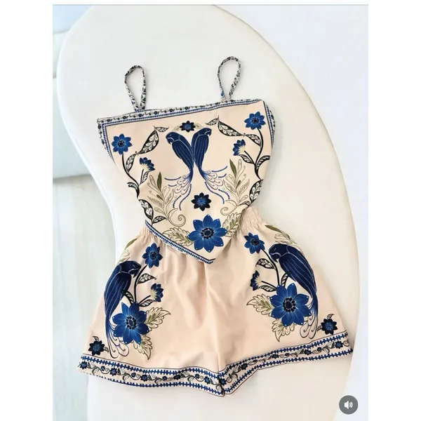 Conjunto feminino tropical estilo bandana, super charmoso e fresquinho