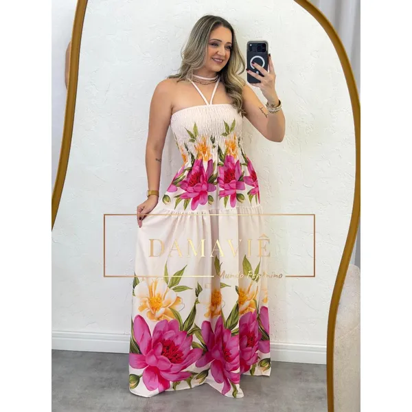 Vestido Feminino Longo Camadas Serena Tecido Duna Tendencia Lançamento 2026