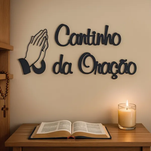 Frase Escrita Decorativa Cantinho da Oração Em Mdf Autocolante Decoração Casa