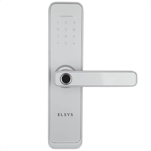 Fechadura Digital Com Maçaneta Elsys Wi-fi 4000 Prata Biometria Senha e Aplicativo