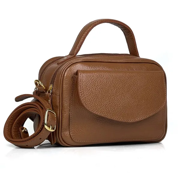 Bolsa Baú Grande Couro Legítimo Modelo Alça De Mão E Transversal Moda Emilly Sofisticada Elegante