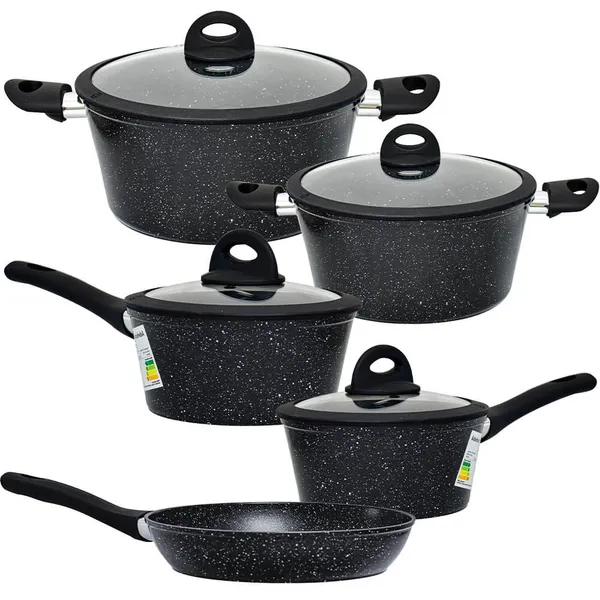Conjunto de Panelas de Indução Antiaderente Cerâmica Viena Preto 5 peças - Casambiente