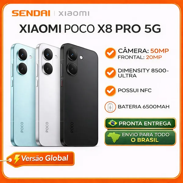 Celular Smartphone Xiaomi Poco X8 Pro 5G 256GB / 512GB Versão Global Original Lacado Envio Imediato
