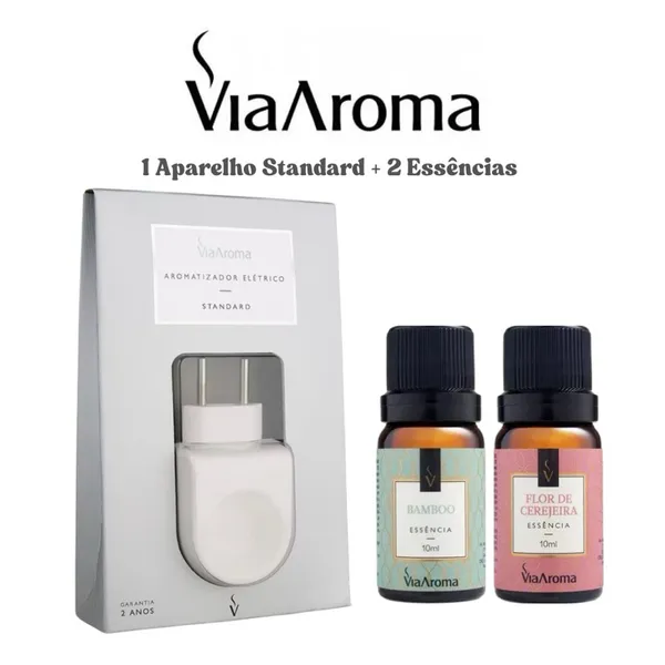 Difusor Elétrico de Ambiente Standard Via Aroma Branco + 2 Essências