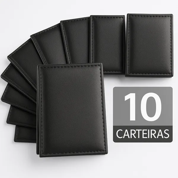 KIT 10 Carteira Slim Masculina Couro - Porta Cartão