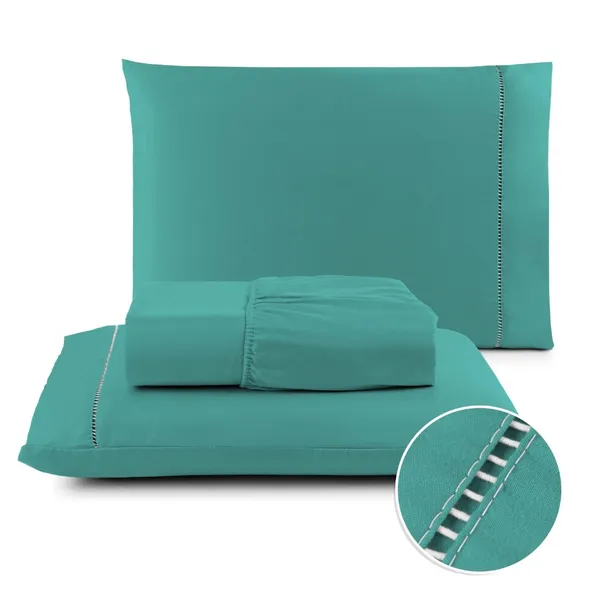 Kit Lencol Jogo de Cama Berço Solteiro Casal Queen King 400 fios Toque Macio com Ponto Palito
