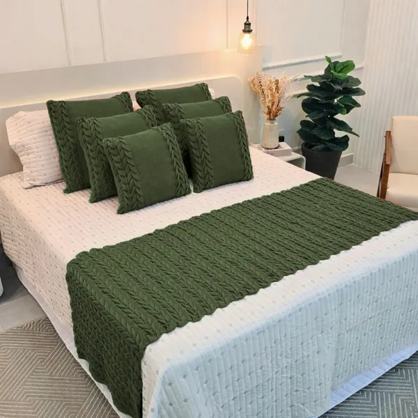 Peseira Manta Tricot Sofá Cama Casal Queen King Aconchego Home Decor - SOMENTE A PESEIRA